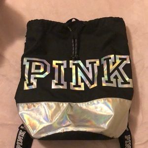 PINK black drawstring bag